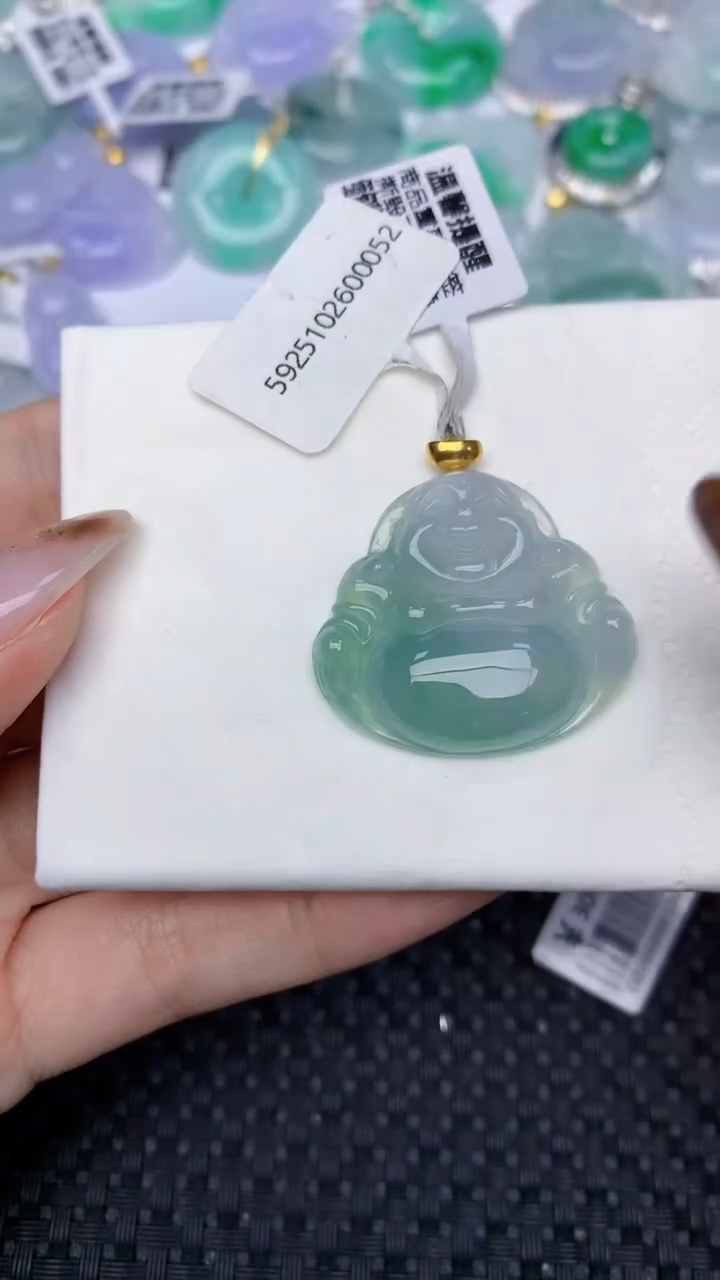 颈饰18K金镶嵌翡翠天然缅甸翡翠a货百元以上9元证书费自理