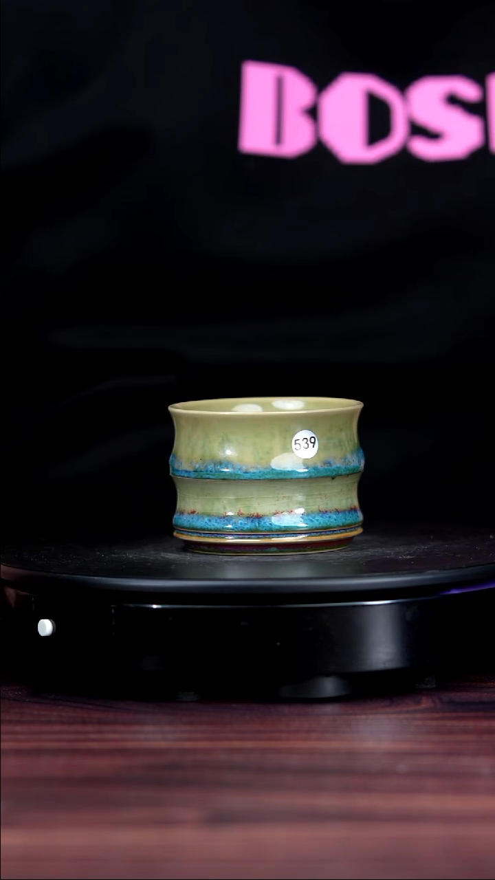 壶瓷539#李盼龙一级品原矿钧瓷竹节杯