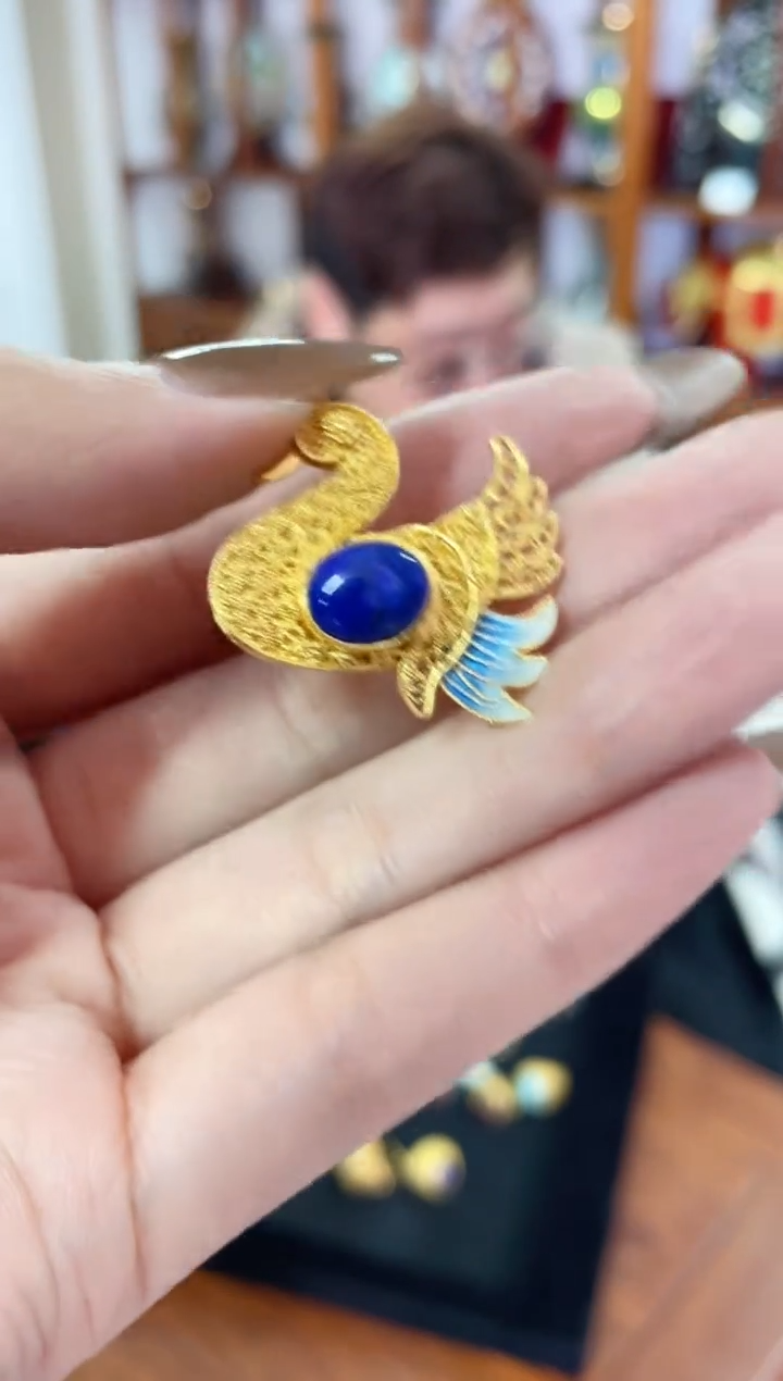 【闪购商品】非遗绝技花丝镶嵌胸针天鹅