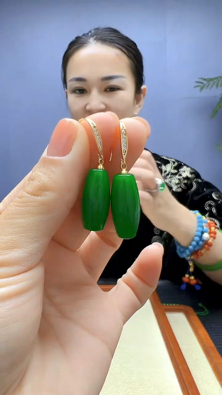 颈饰14K金镶嵌翡翠齐月diy劲饰