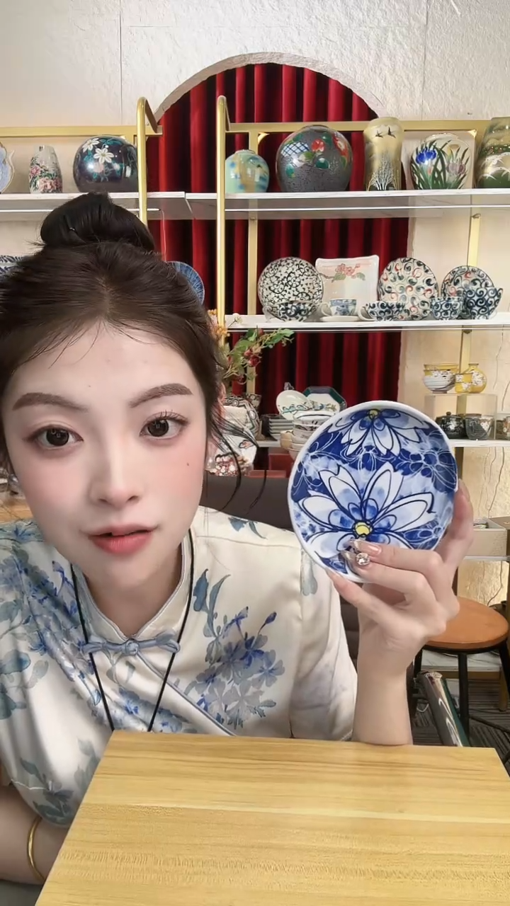 陶瓷有田烧蓝染12cm碟一个