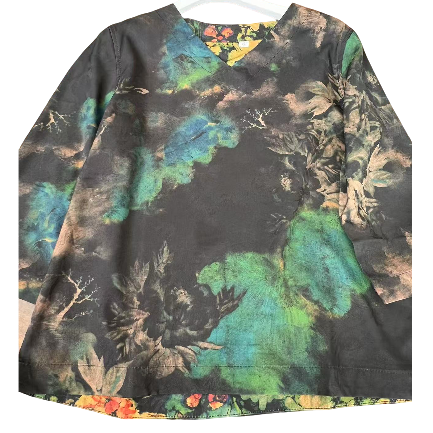 10【霡霂】双面穿夏季新款V领复古时尚减龄宽松百搭上衣