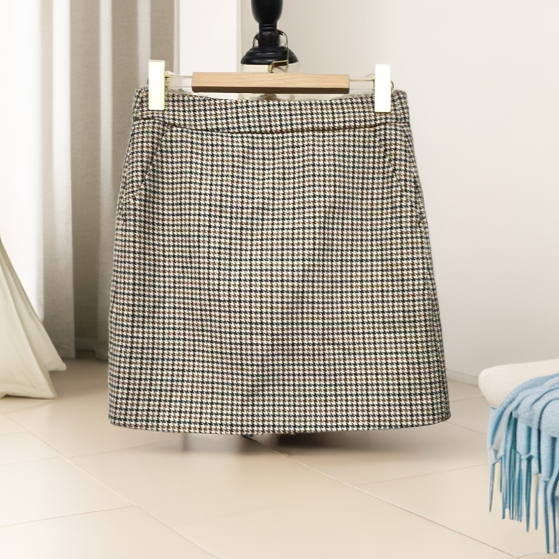 秋冬新款千鸟格半身裙半裙格子裙子A字短裙W179