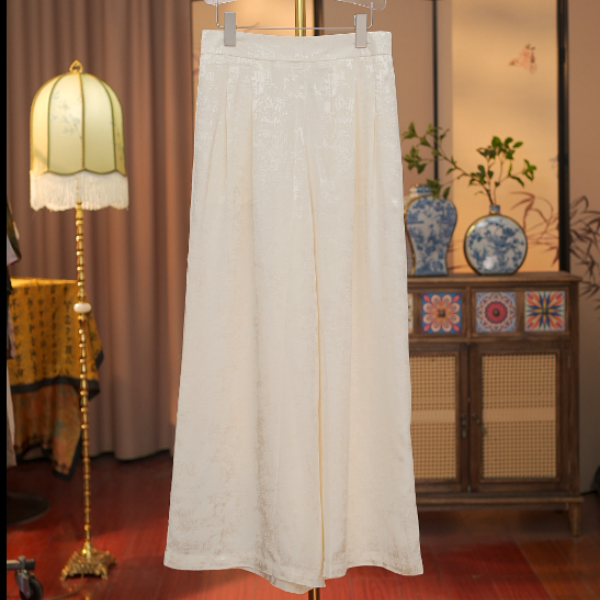 【余香】新中式优雅休闲女裤夏时尚大气国风直筒裤