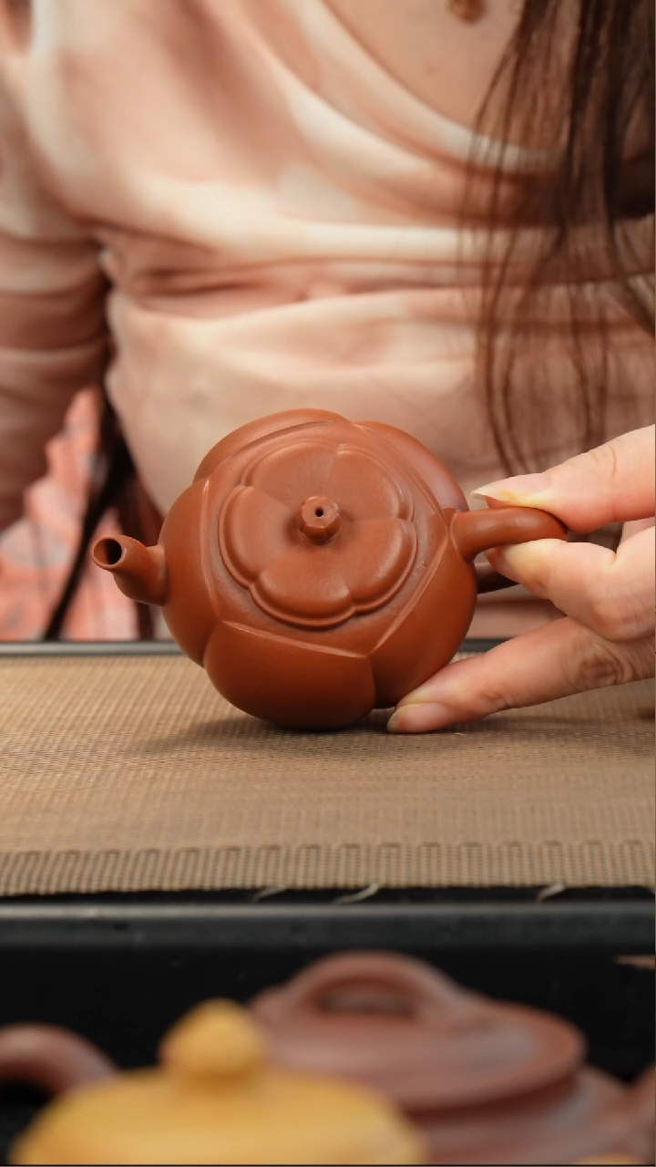 茶壶紫砂生砂朱泥筋纹 山竹150