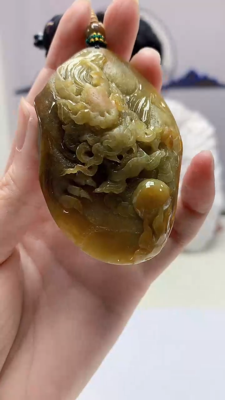 【闪购商品】定制翡翠未镶嵌5028zm-毛货挂件龙牌203