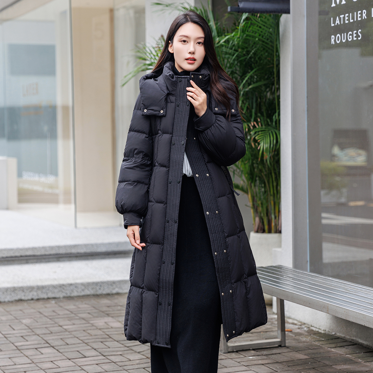 EXR女装百搭韩版秋冬冬季休闲保暖中长款加厚羽绒外套-E022