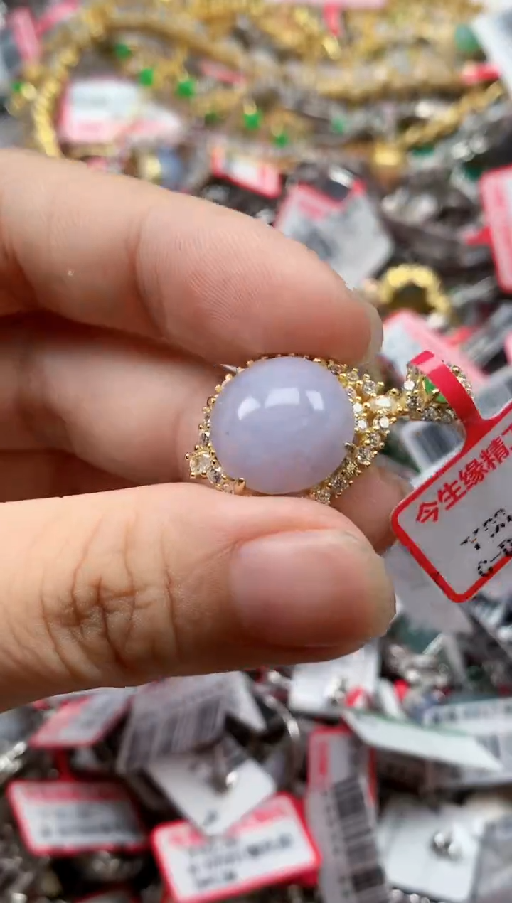 银S925镶嵌戒指翡翠天然A货缅甸翡翠