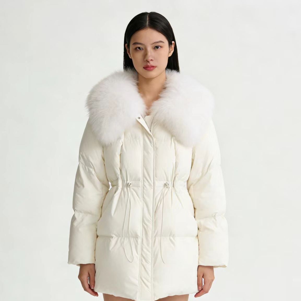 新款中长款毛领羽绒服L0330