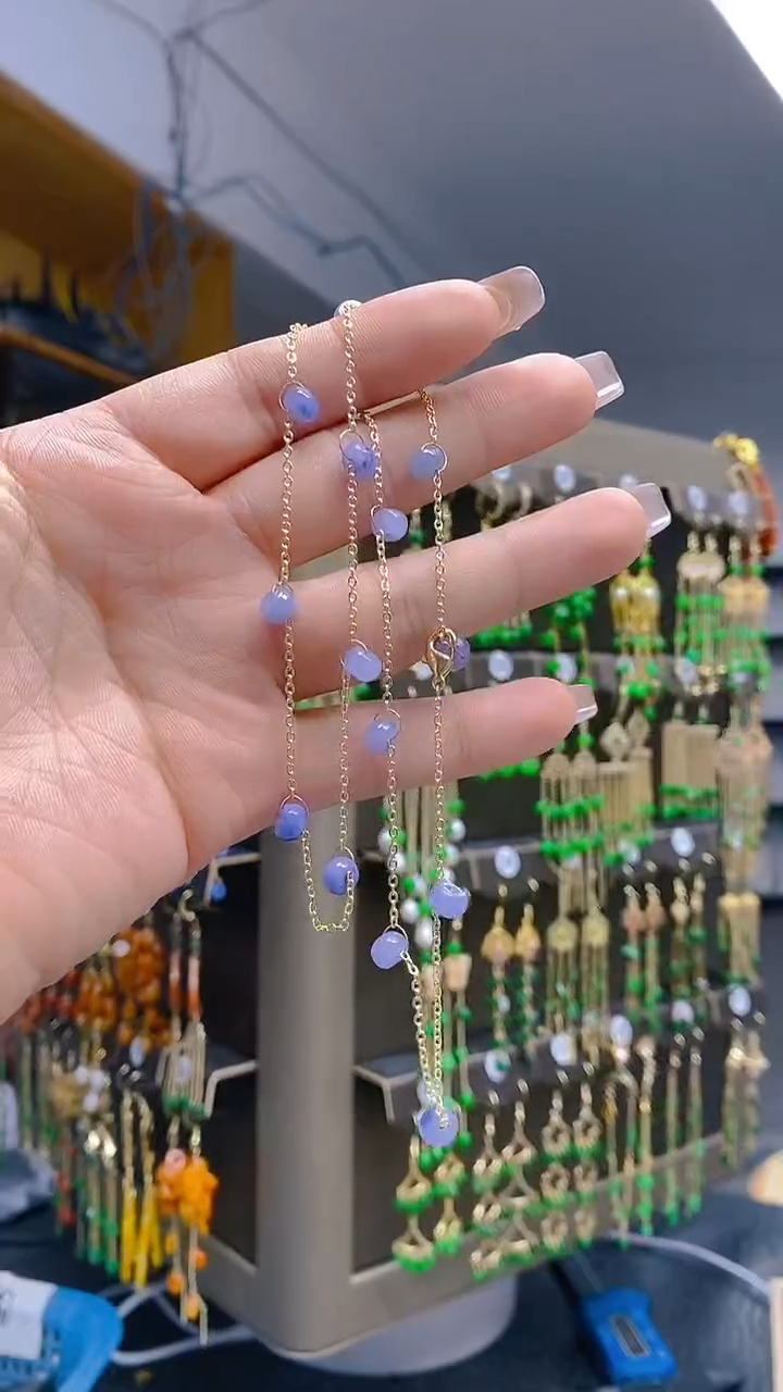 【闪购商品】翡翠耳饰合金458翡翠锁骨链