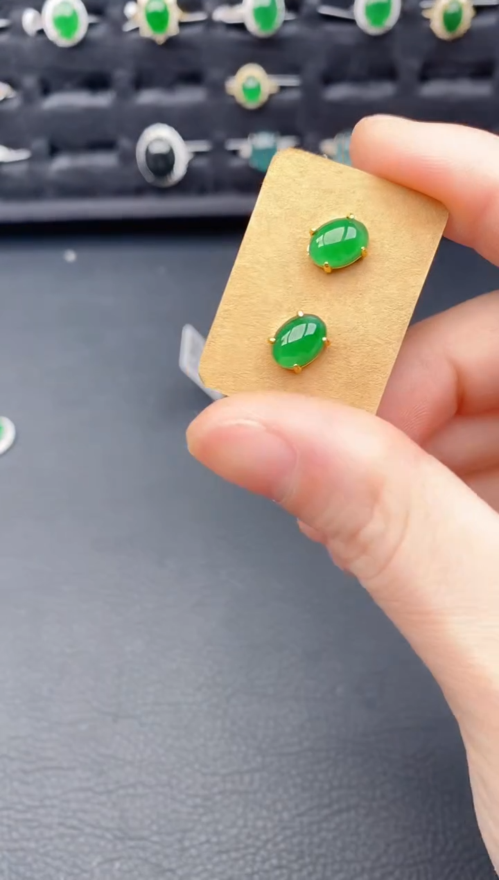 银S925镶嵌翡翠耳饰天然a货翡翠231