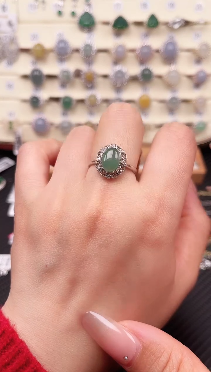 【闪购商品】翡翠戒指银S925镶嵌戒指