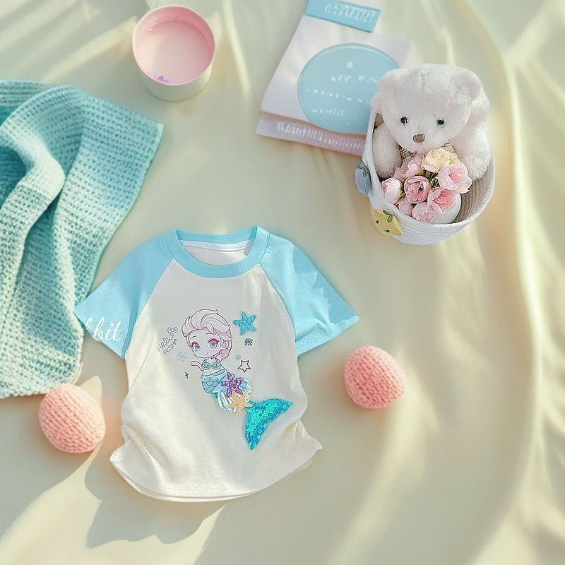 SHEIARAINBOW夏款*飒爽人鱼+卡通风+柔软百搭*儿童T恤D-A289