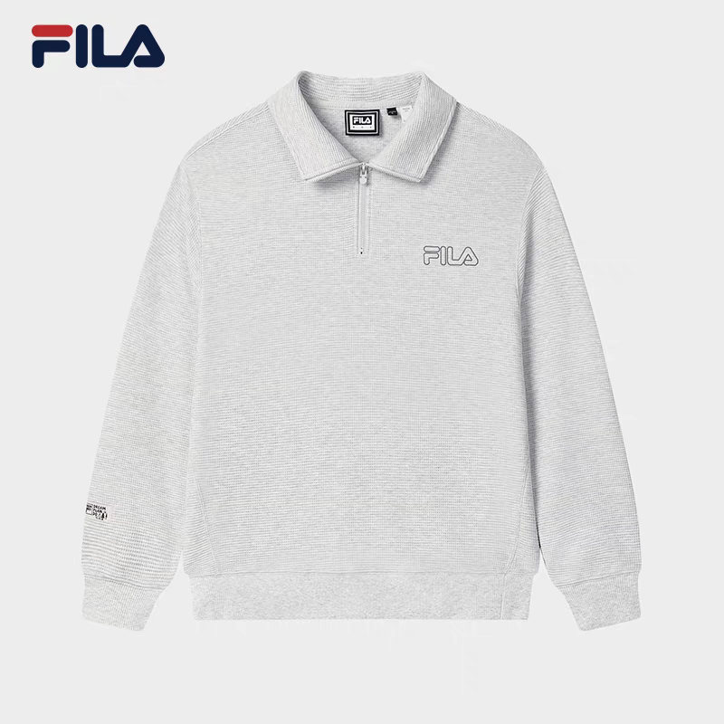 斐乐半开襟男女同款卫衣2025秋季情侣华夫格翻领上衣F51U539207F