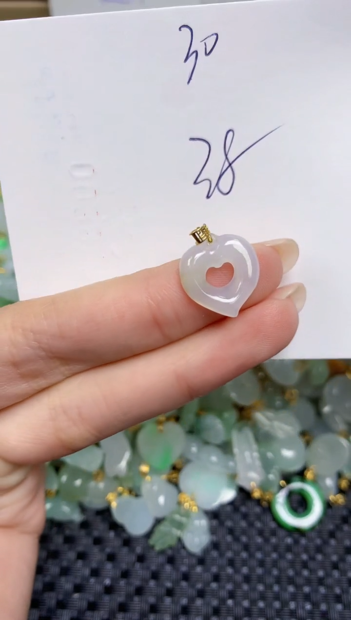 【闪购商品】翡翠颈饰18K金镶嵌天然缅甸A货翡翠