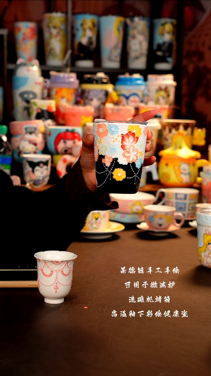 仙*掌景德镇手工手绘杯杯