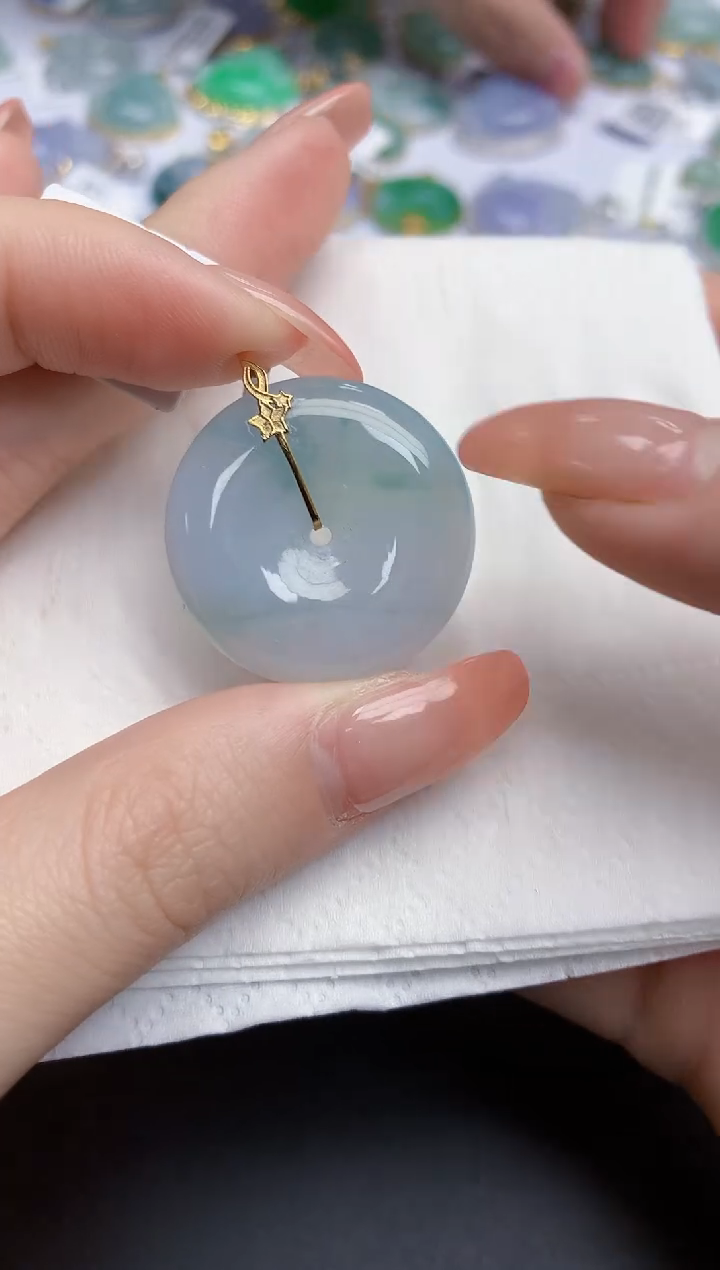 【闪购商品】翡翠颈饰18K金镶嵌天然缅甸翡翠A货