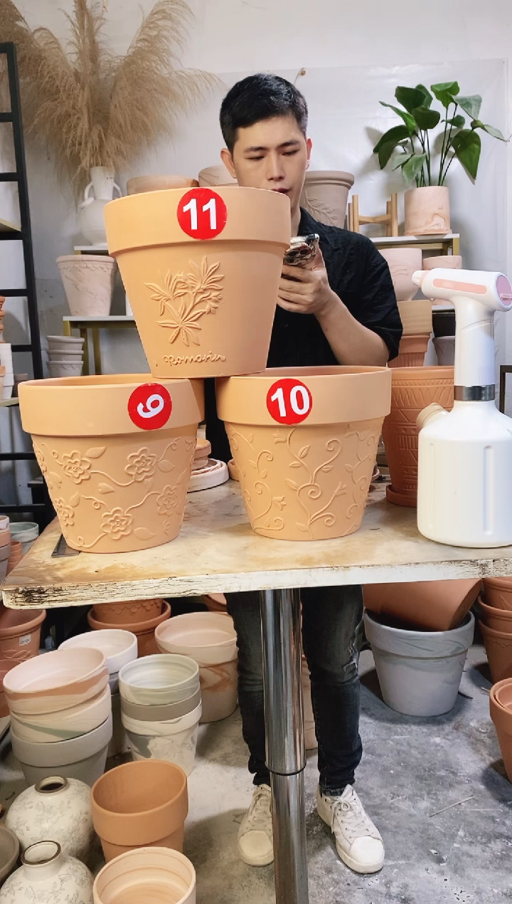 20*18红陶国际浮雕 3盆无托