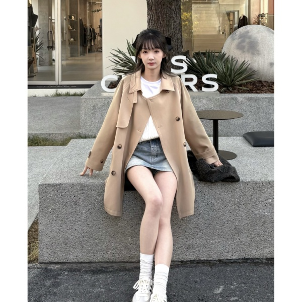 HSTYLE/韩都衣舍2025春秋季韩系气质高级感风衣25240