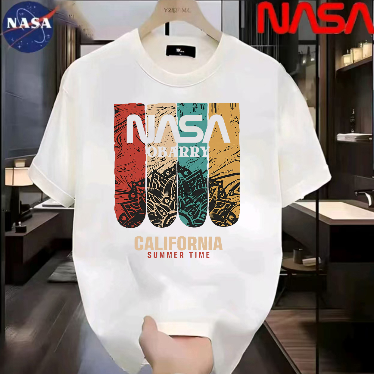 NASA联名纯棉夏季圆领短袖T恤微宽松时尚男女同款休闲百搭41