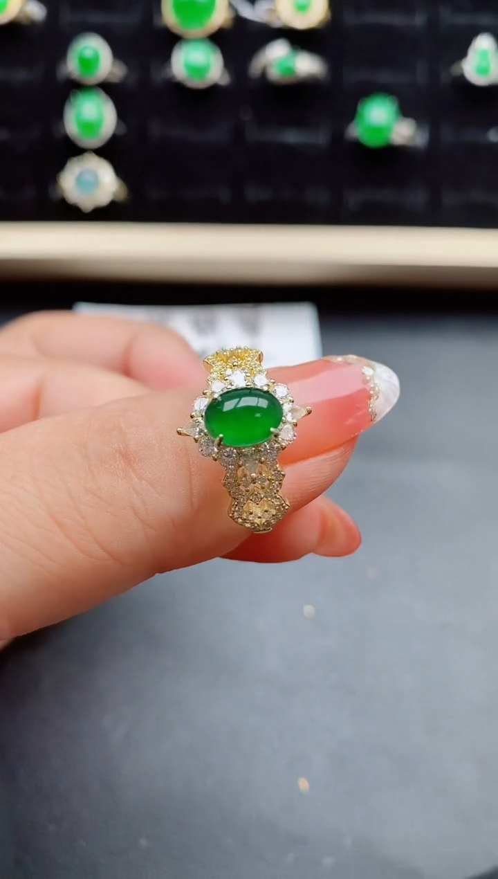 【闪购商品】翡翠戒指银S925镶嵌5080