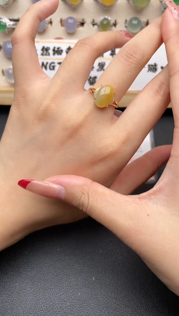 【闪购商品】翡翠戒指银S925镶嵌一物一证一礼盒