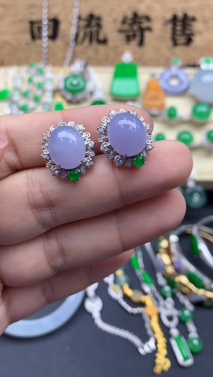 【闪购商品】翡翠耳饰18K金镶嵌781-中国好珍宝