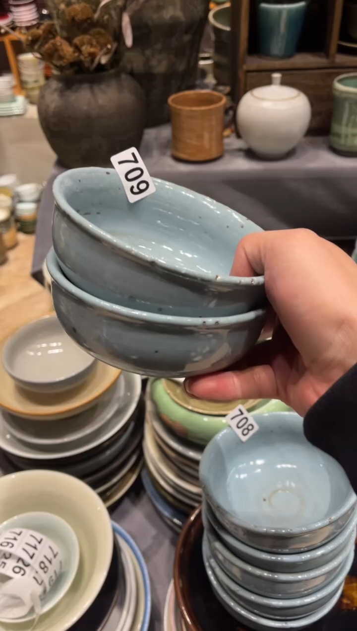 【闪购商品】瓷片709蓝麻点反口小碗2个