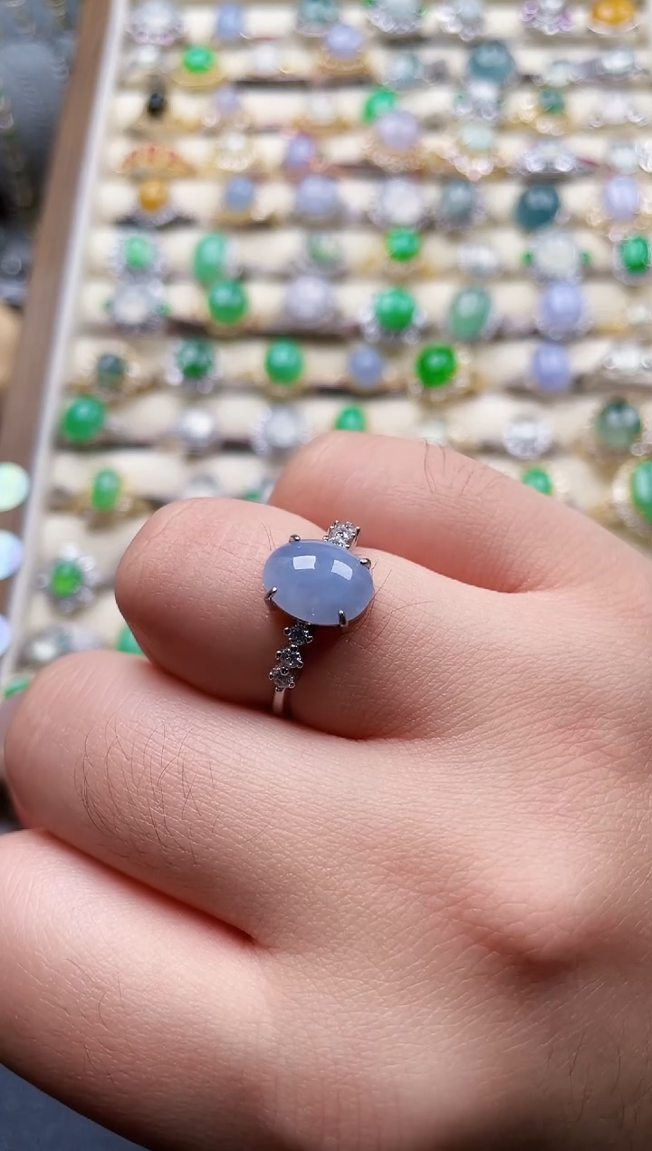 银S925镶嵌戒指翡翠1