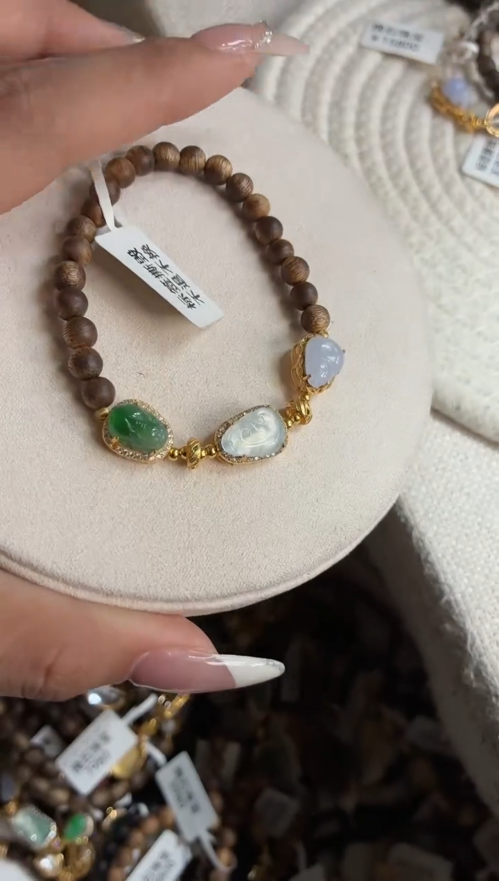 银S925镶嵌手串翡翠手串