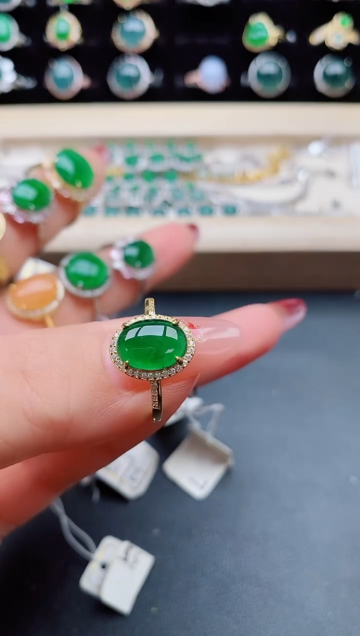 【闪购商品】翡翠戒指银S925镶嵌508550