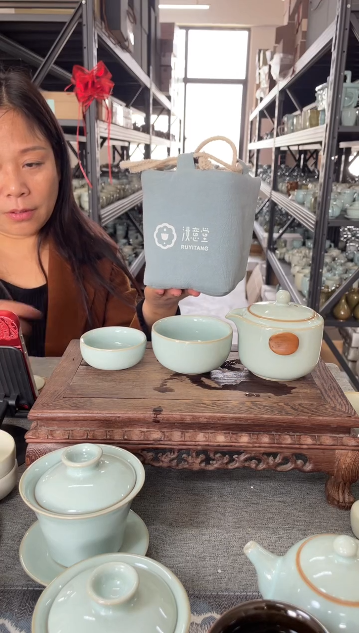 瓷片微瑕天青新款圆光快客杯