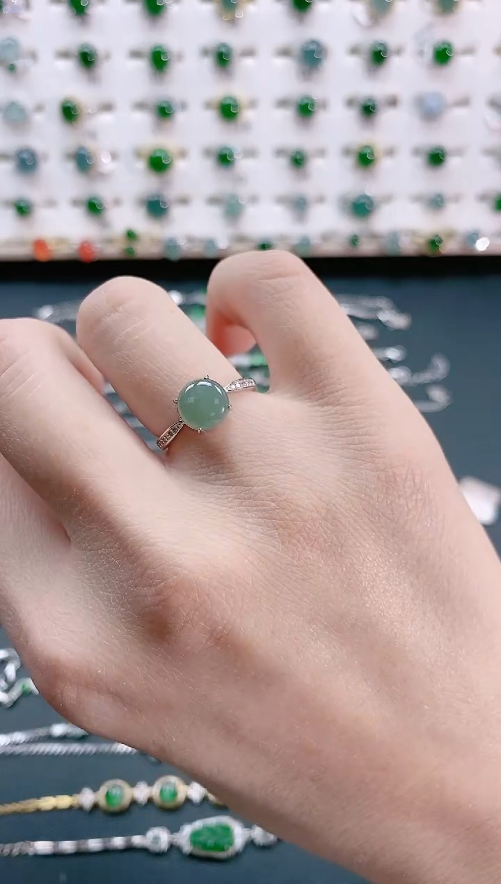 【闪购商品】翡翠戒指银S925镶嵌天然翡翠