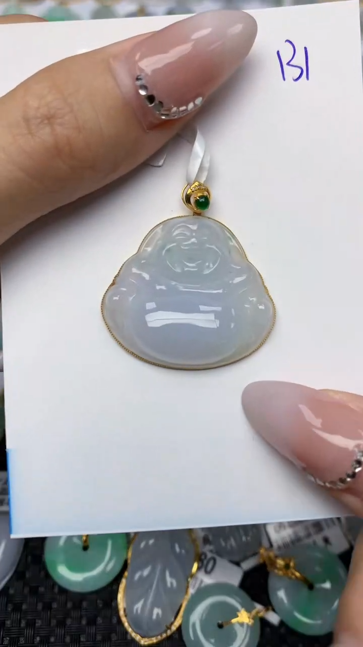 【闪购商品】翡翠颈饰18K金镶嵌天然翡翠A货 31