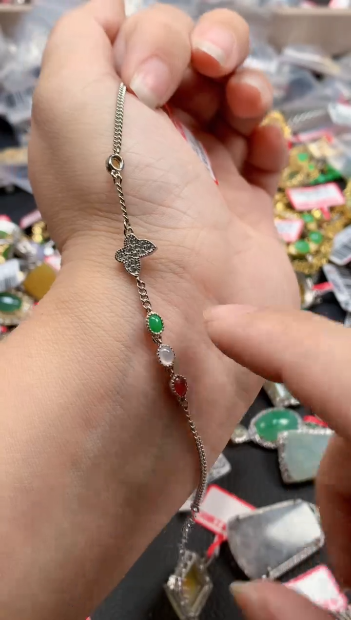 银S925镶嵌戒指翡翠天然A货缅甸翡翠