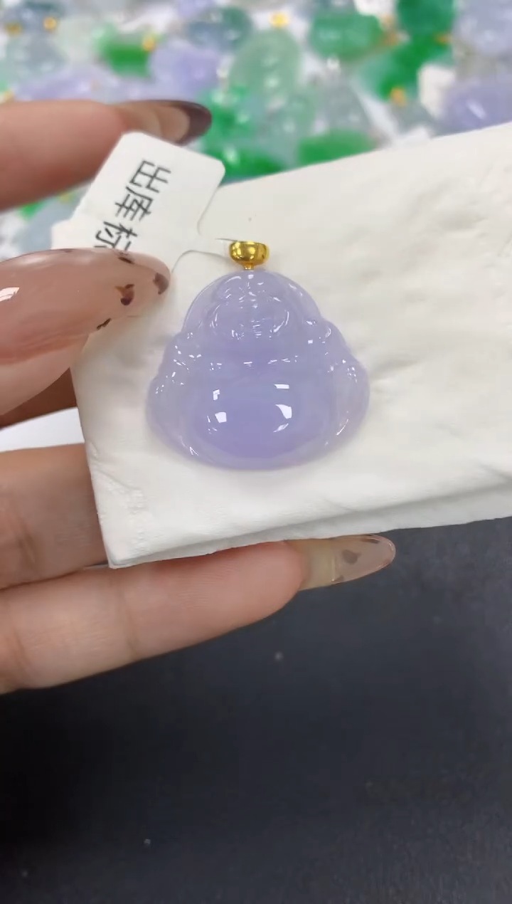 颈饰18K金镶嵌翡翠a货假一赔三支持复检百元上9元证书费自理