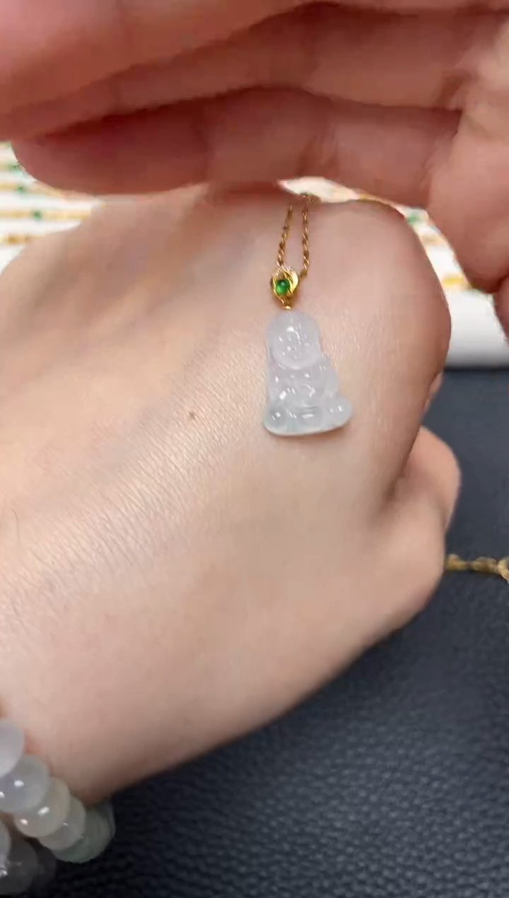 【闪购商品】翡翠吊坠(不含链)18K金镶嵌一个  JK680