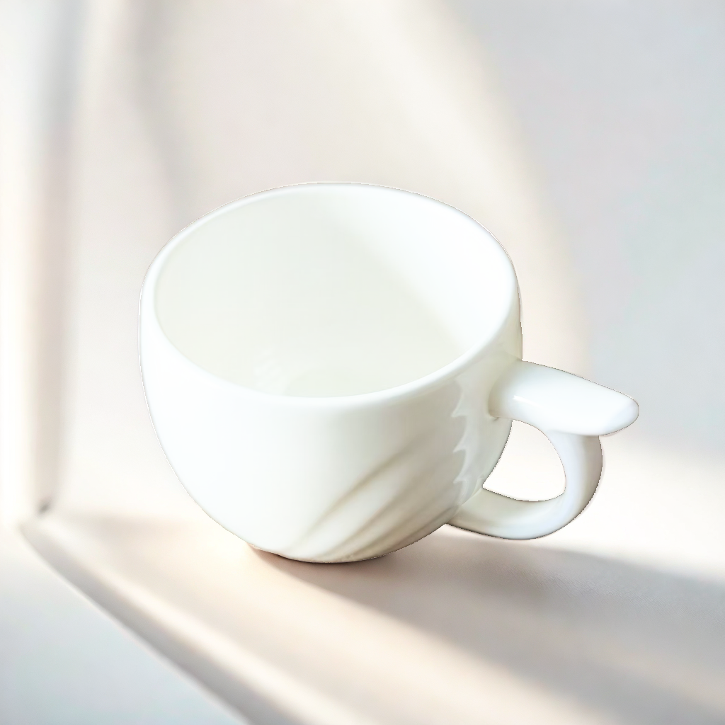 A119】200ml展翅咖啡杯4只唐山骨瓷家用餐具纯白简约欧式奶杯轻奢