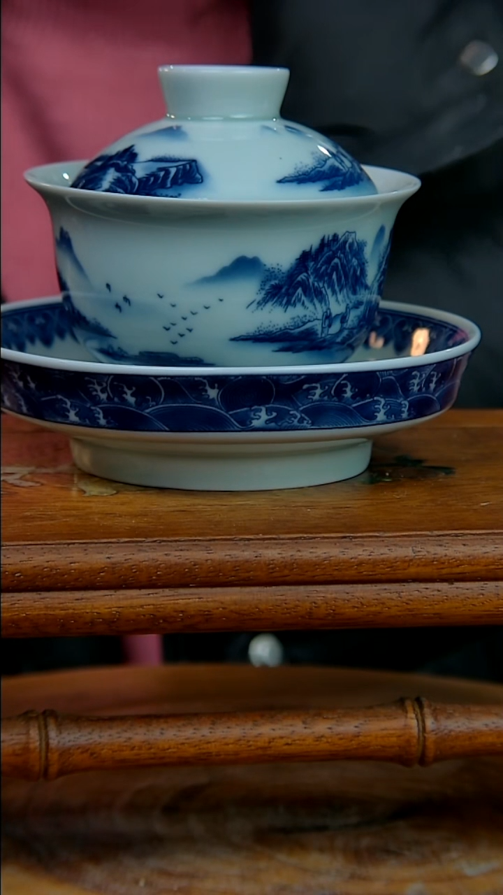 摆件陶山水高足三才