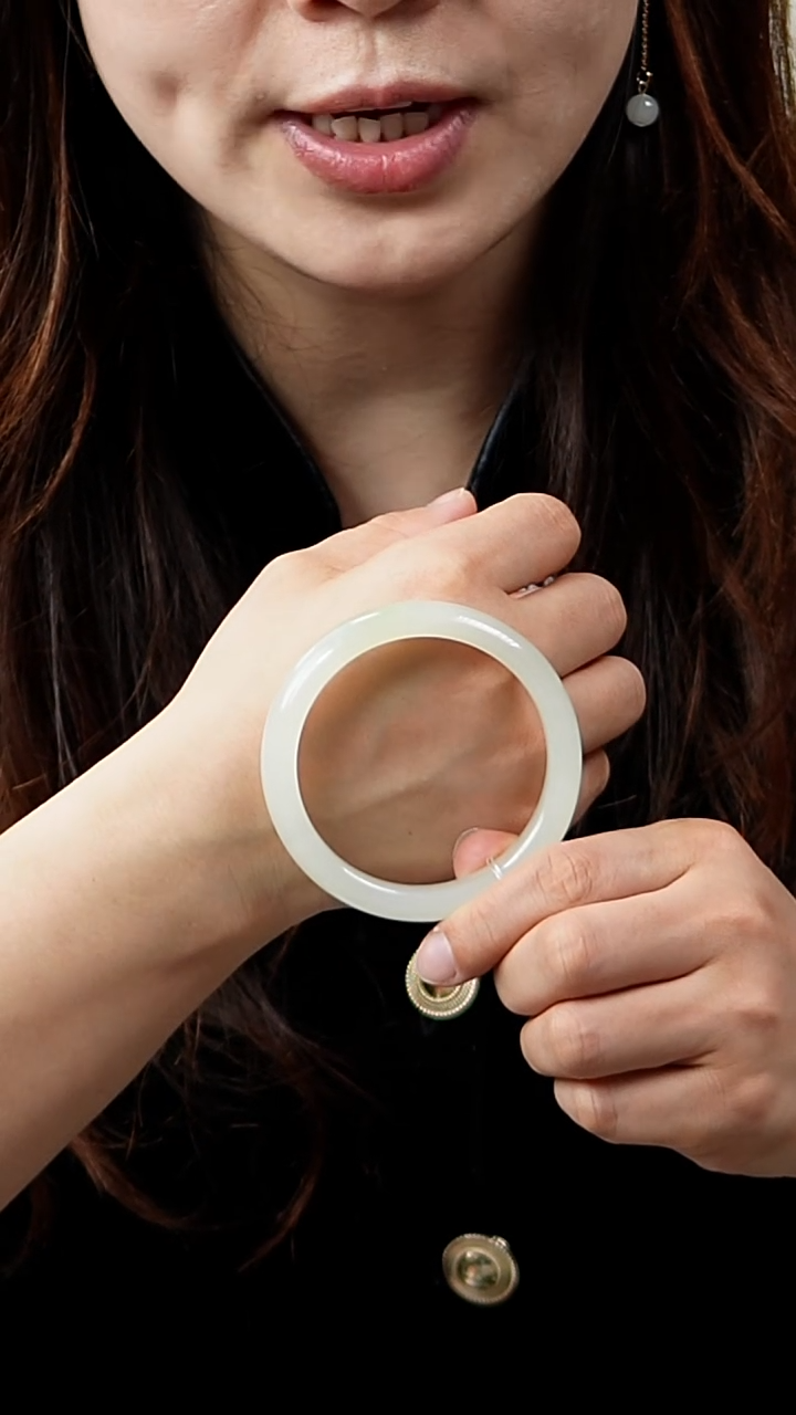 【闪购商品】和田玉手镯未镶嵌59翠青白底翠