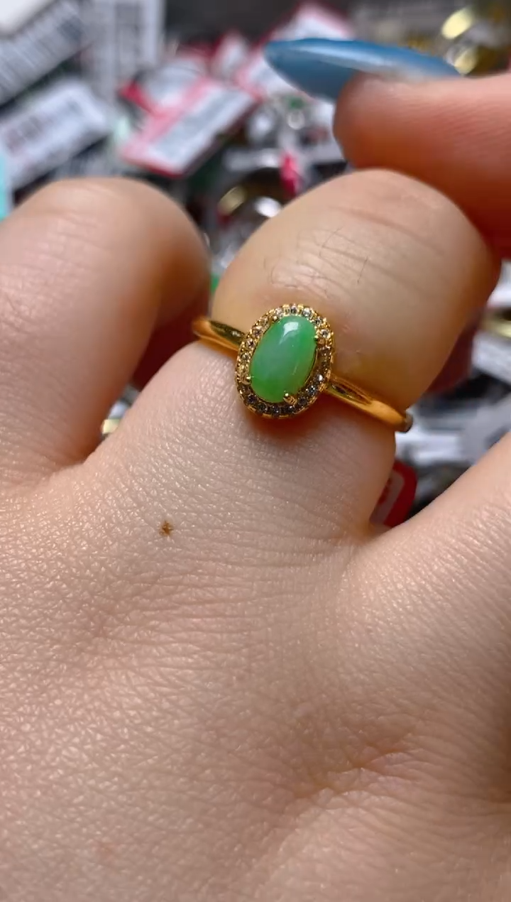 银S925镶嵌戒指翡翠百内无证书