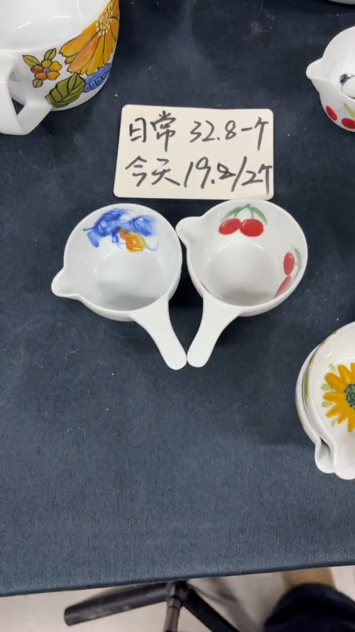景德镇手绘釉中彩（食品级）手捏勺2个装福利默认微瑕