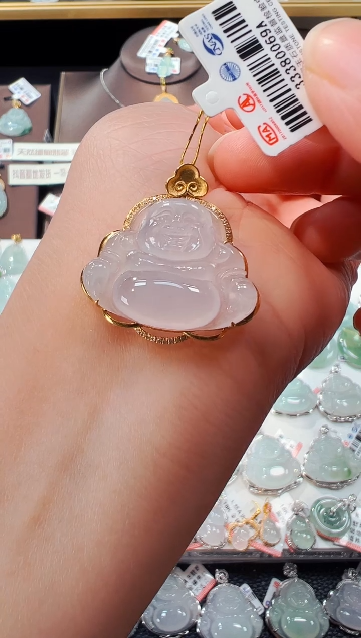 【闪购商品】翡翠吊坠(不含链)18K金镶嵌佛公吊坠69A