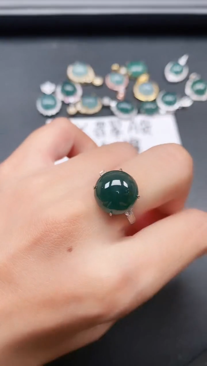 银S925镶嵌戒指翡翠111