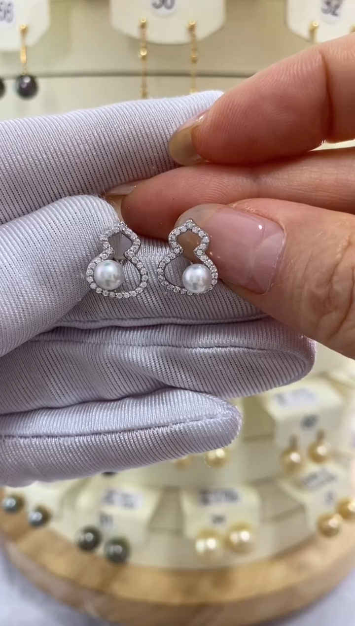 【闪购商品】海水珍珠耳饰银S925镶嵌ak耳夹4-5mm