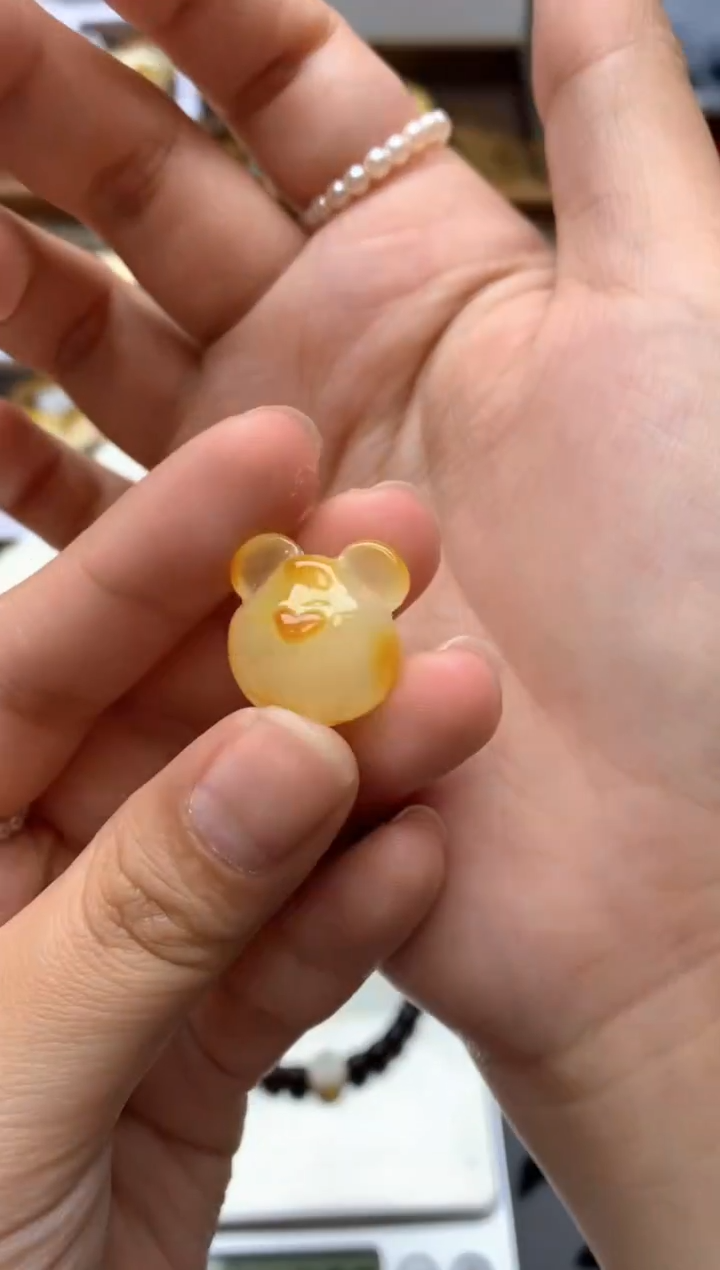 【闪购商品】琥珀珠宝奇石未镶嵌085琥珀蜜蜡花粉有纹小坑介意勿拍