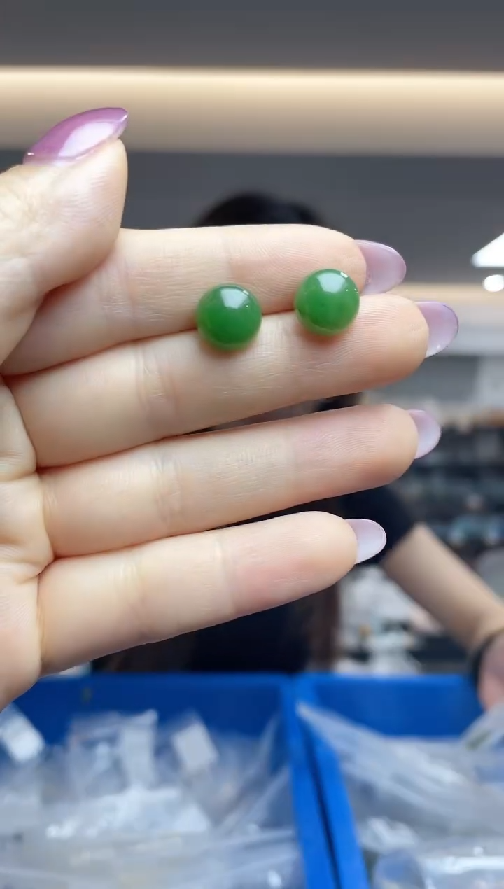 和田玉18K金镶嵌耳饰（多样性发一件）