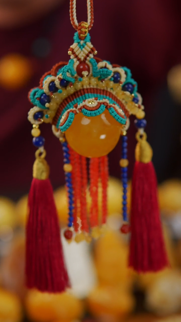 【闪购商品】蜜蜡颈饰未镶嵌焦皮料圆珠花旦16.8