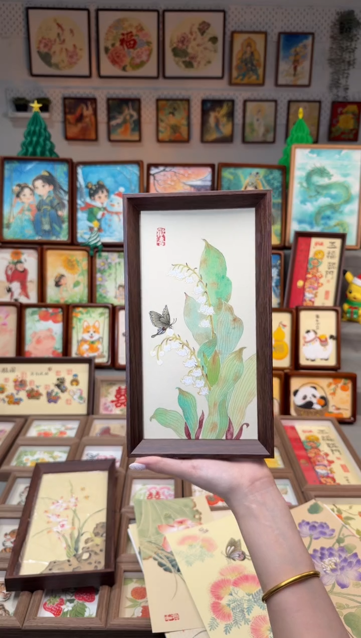 国画铃兰花蝴蝶 手绘国画27