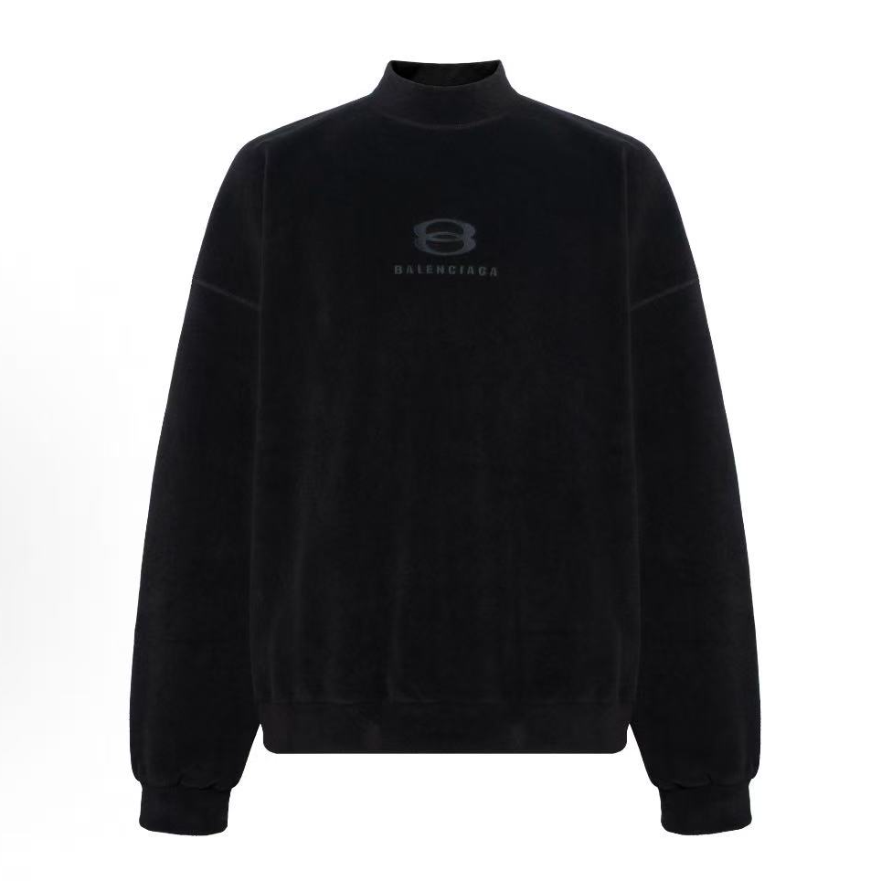 未使用 Balenciaga/巴黎世家 刺绣logo绒面圆领长袖卫衣